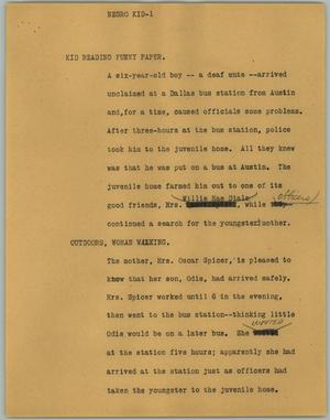 Primary view of object titled '[News Script: Negro Kid]'.