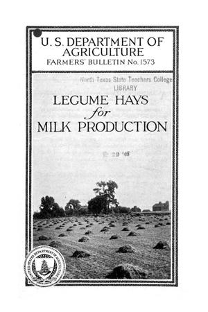 Primary view of object titled 'Legume hays for milk production.'.