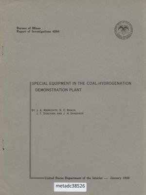 Special Equipment in the Coal-Hydrogenation Demonstration Plant