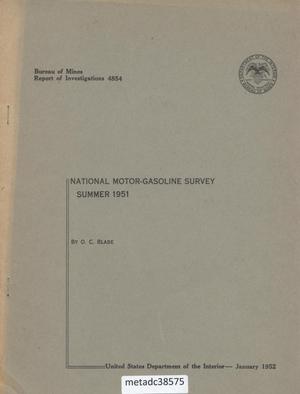 National Motor-Gasoline Survey, Summer 1951