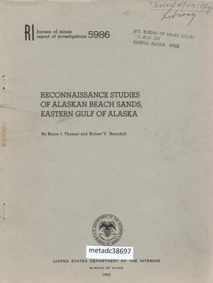 Reconnaissance Studies of Alaskan Beach Sands, Eastern Gulf of Alaska