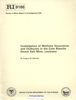 Investigation of Methane Occurrence and Outbursts in the Cote Blanche Domal Salt Mine, Louisiana