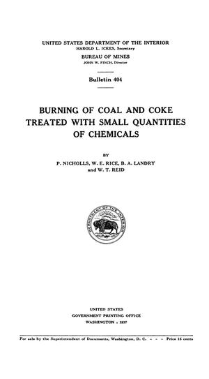 Burning of Coal and Coke Treated with Small Quantities of Chemicals
