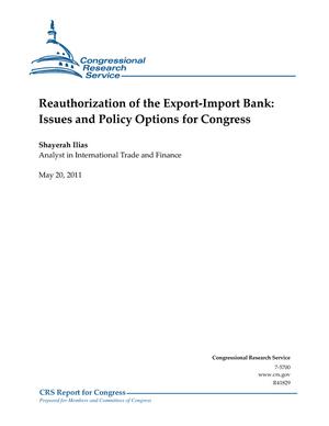 Reauthorization of the Export-Import Bank: Issues and Policy Options for Congress