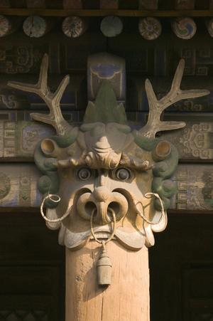 Yungang Cave Number 6, Fantastic Animal Head with Antlers