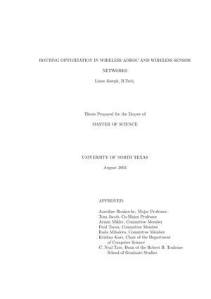 Routing Optimization in Wireless Ad Hoc and Wireless Sensor Networks