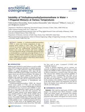 Solubility of Tris(hydroxymethyl)aminomethane in Water + 1-Propanol Mixtures at Various Temperatures
