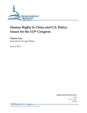 Primary view of object titled 'Human Rights in China and U.S. Policy: Issues for the 113th Congress'.