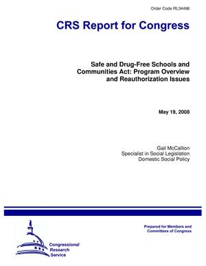 Safe and Drug-Free Schools and Communities Act: Program Overview and Reauthorization Issues