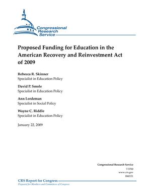 Proposed Funding for Education in the American Recovery and Reinvestment Act of 2009
