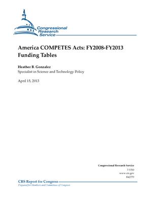 America COMPETES Acts: FY2008-FY2013 Funding Tables