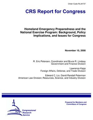 Primary view of object titled 'Homeland Emergency Preparedness and the National Exercise Program: Background, Policy Implications, and Issues for Congress'.