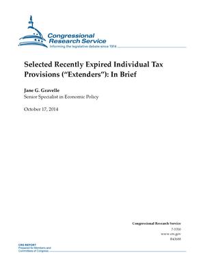Selected Recently Expired Individual Tax Provisions ("Extenders"): In Brief