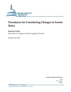 Procedures for Considering Changes in Senate Rules