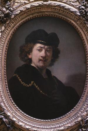 Primary view of object titled 'Self Portrait with Gold Chain and Hat'.