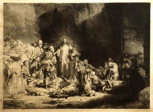 Primary view of object titled 'Christ with sick around him, receiving little children (The 'Hundred Guilder Print')'.