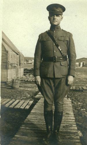 [Portrait of soldier at military camp]