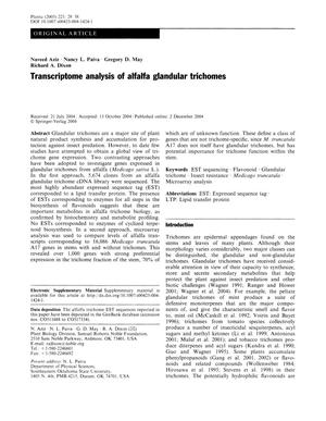 Transcriptome analysis of alfalfa glandular trichomes