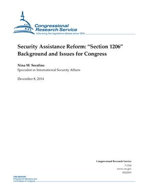 Security Assistance Reform: "Section 1206" Background and Issues for Congress