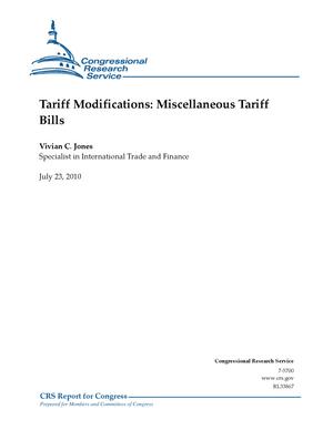 Tariff Modifications: Miscellaneous Tariff Bills