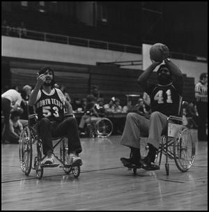[Basketball players during wheelchair tournament]