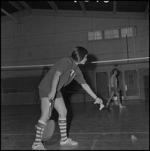 [Two female students playing badminton, 3]