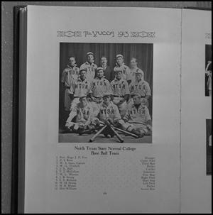 [Yearbook page of NTSN's 1913 baseball team]