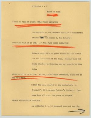 Primary view of object titled '[News Script: Fiddlers]'.