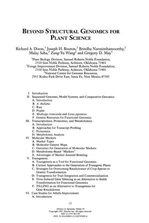 Beyond Structural Genomics for Plant Science