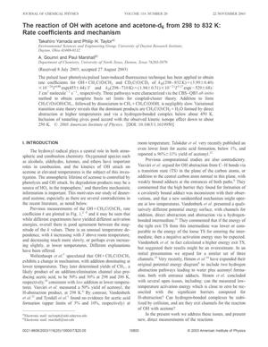 The reaction of OH with acetone and acetone-d₆ from 298 to 832 K: Rate coefficients and mechanism