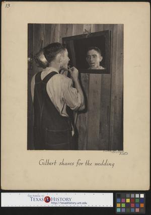 Primary view of object titled '[Gilbert Dove shaves for his wedding(2)]'.