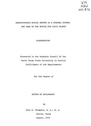 Administering Social Reform in a Federal System: The Case of the Office for Civil Rights