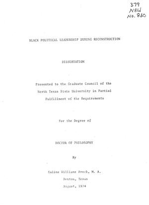 Black Political Leadership During Reconstruction