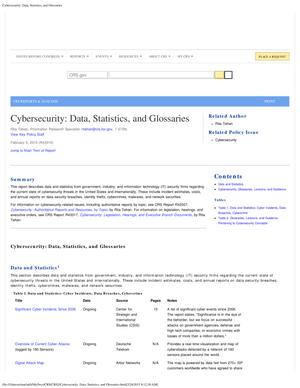 Cybersecurity: Data, Statistics, and Glossaries