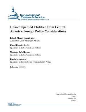 Unaccompanied Children from Central America: Foreign Policy Considerations