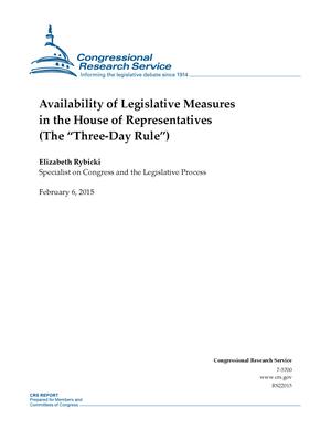 Availability of Legislative Measures in the House of Representatives (The "Three-Day Rule")