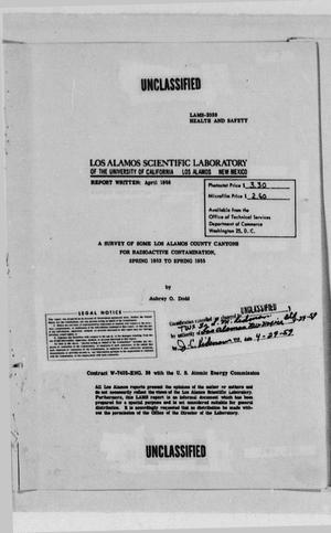 A Survey of Some Los Alamos County Canyons for Radioactive Contamination, Spring 1953 to Spring 1955
