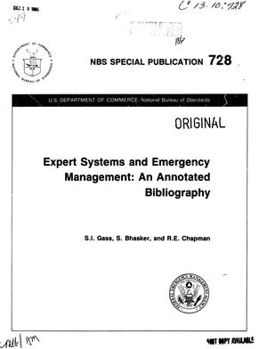 Primary view of object titled 'Expert Systems and Emergency Management: An Annotated Bibliography'.