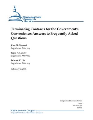 Terminating Contracts for the Government's Convenience: Answers to Frequently Asked Questions