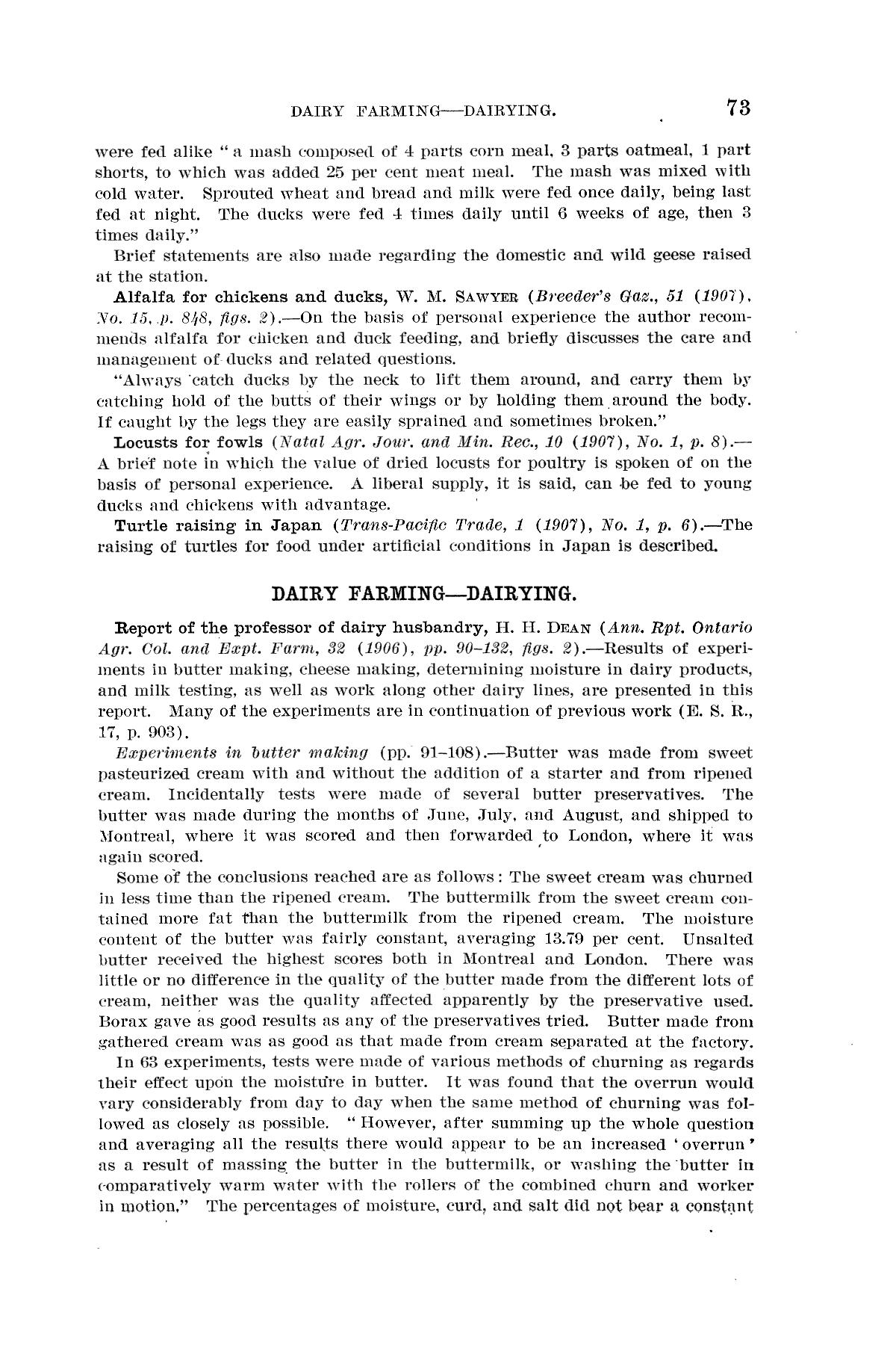 Experiment Station Record, Volume 19, 1907-1908
                                                
                                                    73
                                                