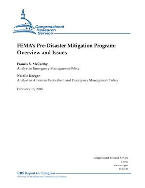FEMA's Pre-Disaster Mitigation Program: Overview and Issues