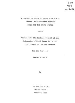 A Comparative Study of Junior High School General Music Programs Between Korea and the United States