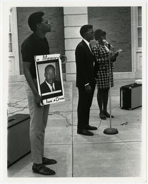 NTSU students demonstrate at a memorial ceremony for Dr. Martin Luther King, Jr.