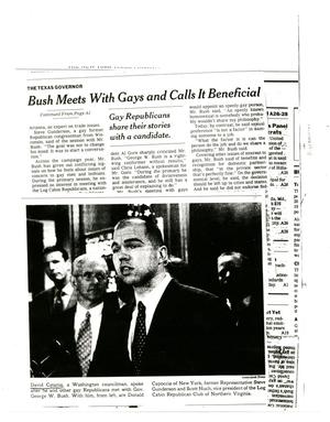 Primary view of object titled '["Bush Meets With Gays and Calls It Beneficial" article]'.