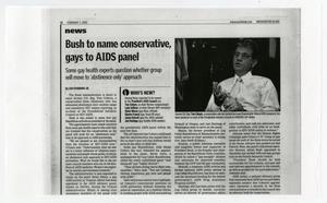 Primary view of object titled '["Bush to name conservative, gays to AIDS panel" article, April 1, 2002]'.