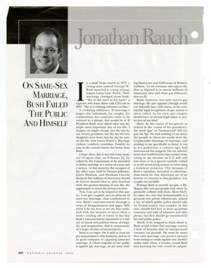 ["On Same-Sex Marriage, Bush Failed the Public and Himself" article, March 6, 2004]