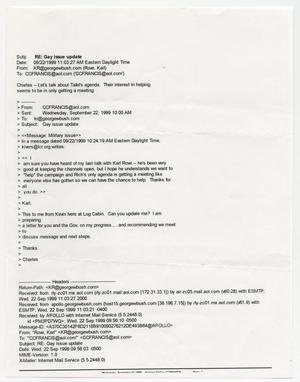 Primary view of object titled '[Email from Karl Rove to Charles Francis, September 22, 1999]'.