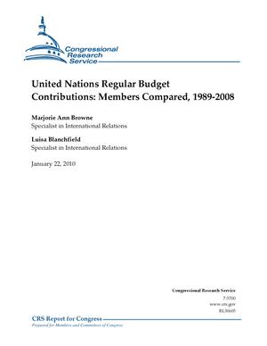 United Nations Regular Budget Contributions: Members Compared, 1989-2008