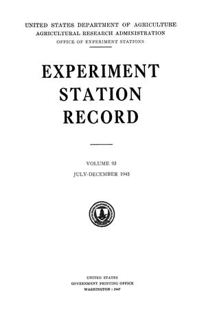 Experiment Station Record, Volume 93, July-December, 1945