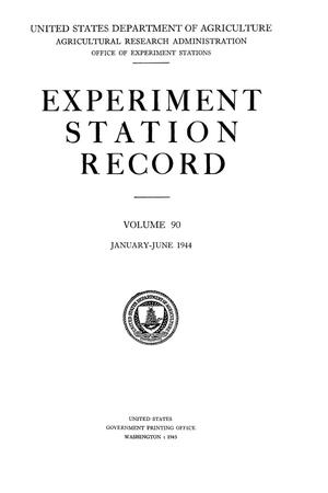 Primary view of object titled 'Experiment Station Record, Volume 90, January-June, 1944'.